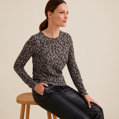 T-shirt imprimé, matière grattée, effet chaud ANNE WEYBURN