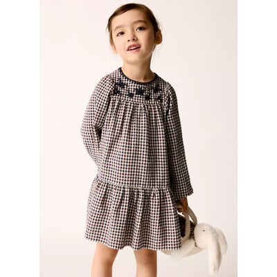 Robe en coton à imprimé vichy MANGO BABY