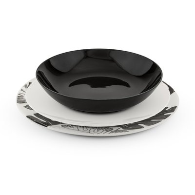 Service 18 pièces noir et blanc - "leaf" LAGUIOLE CUISSON
