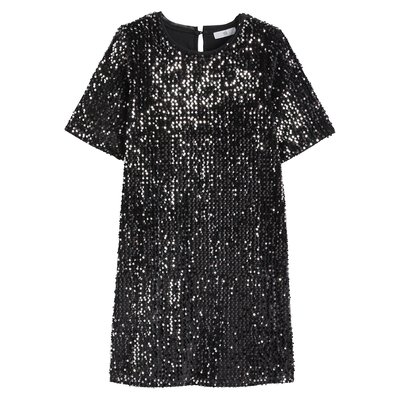 Robe droite à sequins et à manches courtes LA REDOUTE COLLECTIONS