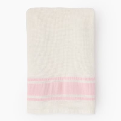 Fouta nid d'abeilles rayures, 100x180cm, 100% coton bio MONOPRIX