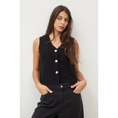 Gilet droit court sans manches col v BONOBO