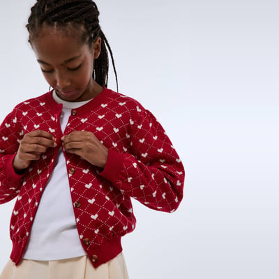 Cardigan tricot jacquard contenant du coton MONOPRIX