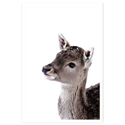 Affiche enfant faon sous la neige HEXOA