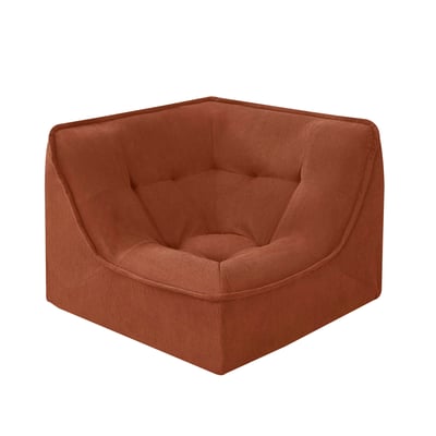 Fauteuil d'angle en velours côtelé type chauffeuse, LIZY OVIALA
