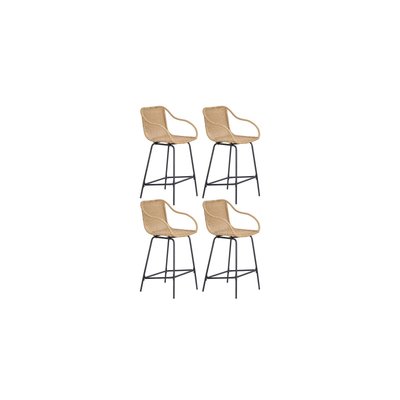 Lot de chaises d'ilot et bar en métal et assise en rotin 65cm MOOREA MOB IN