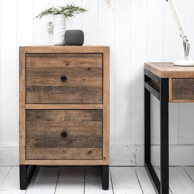 Caisson de bureau en bois recyclé 2 tiroirs BRISBANE PIER IMPORT