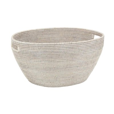 Corbeille à linge en rotin tressé patiné blanc AUBRY GASPARD