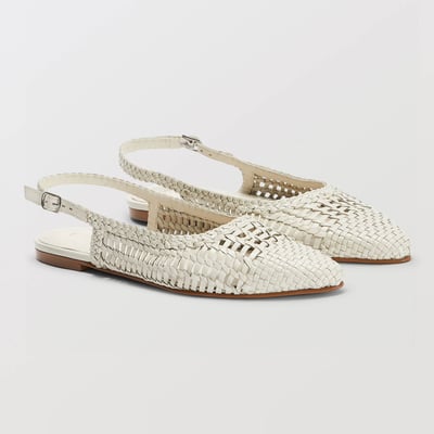 Slingback en cuir tressé MONOPRIX