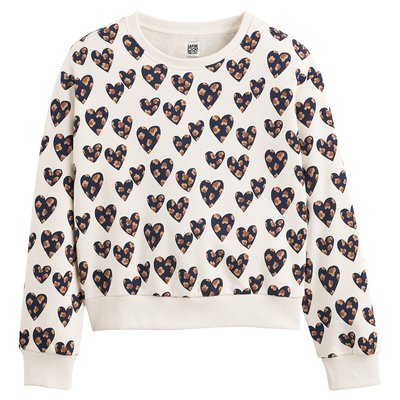 Sweat col rond imprimé coeurs en molleton LA REDOUTE COLLECTIONS