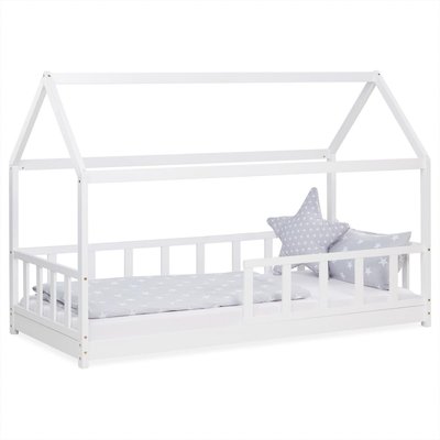 Lit D'Enfant 90x200 cm Lit Cabane Montessori avec Barriere HOMESTYLE4U