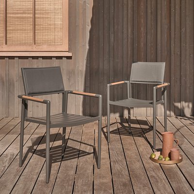 Lot de 2 fauteuils en teck massif et aluminium  SIENA BERAH GETAH