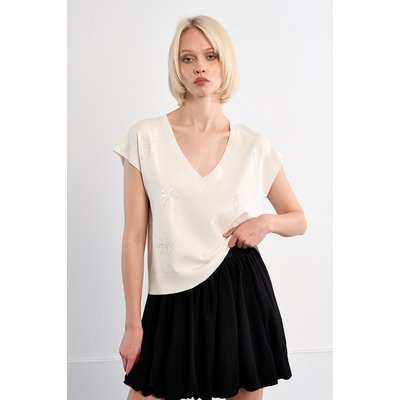 Maille manches courtes aux motifs palmiers LILI SIDONIO