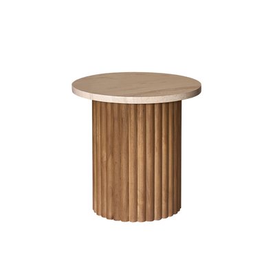 Table d'appoint en teck massif et marbre  COLINE BERAH GETAH
