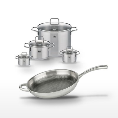 Batterie de cuisine 1 poêle 32cm + 4 faitouts RELIEF EVOLUTION ELO