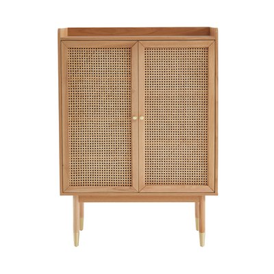 Buffet haut 2 portes en bois et cannage L90cm - BOMBONG DRAWER
