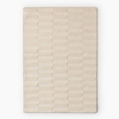 Grand tapis tufté damier rasé, 100% laine MONOPRIX