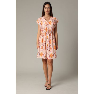Robe mi-longue avec motif ethnique et manches chauve-souris en viscose AELINE DEELUXE