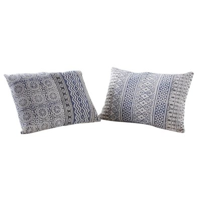 Coussin bleu et blanc en coton 50 x 50 cm - Lot de 2 AUBRY GASPARD