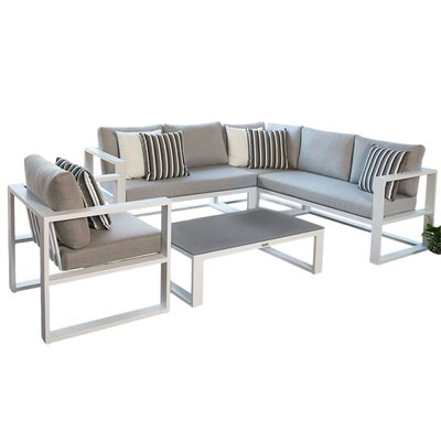 Salon de jardin d'angle en aluminium, BELLY MINI AU JARDIN DE CHLOÉ