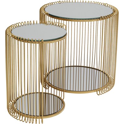 Lot de 2 tables d'appoint double plateau, WIRE KARE DESIGN