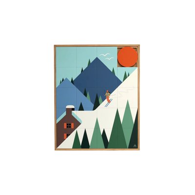 Tableau en bois taquin à la montagne 63 x 78 - SCHUSS TAQUIN