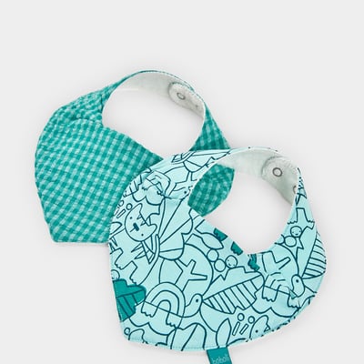 Pack de 2 bavoirs bandana coton pour bébé BOBOLI