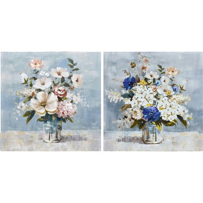 Toile florale décorative effet peinture à l'huile ambiance RECOLLECTION