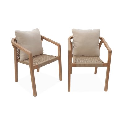 Chaise de jardin empilable bois d'eucalyptus et cordes (lot de 2) CALAMA SWEEEK