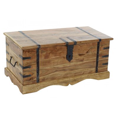 Grande Malle de Rangement en Bois Massif Acacia sur Pied Taillé WADIGA