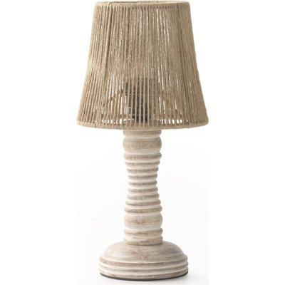 Lampe de table artisanale en bois et jute ambiance chaleureuse RECOLLECTION