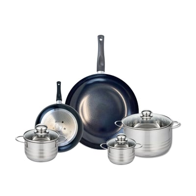 Batterie 2 poêles 20/32cm + 3 faitouts 12/14/20cm PRIMA BRILLANT ELO