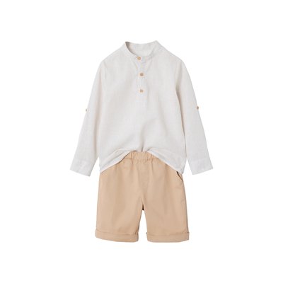 Ensemble céremonie chemise col Mao et short VERTBAUDET