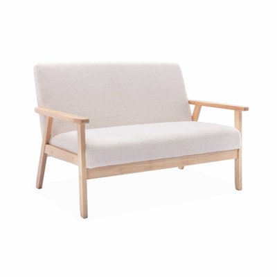 Canapé banquette 2 places bois d'hévéa bouclette ISAK BOUCLETTE SWEEEK