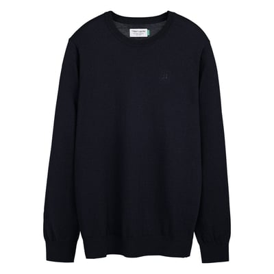 Pull en coton mélangé noir uni coupe regular fit avec un col rond TEDDY SMITH
