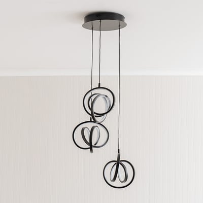Inez 3-Light Loop Cluster LED Pendant Light in Matte Black SO'HOME