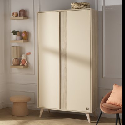 Armoire bébé 2 portes avec pieds bois SAUTHON