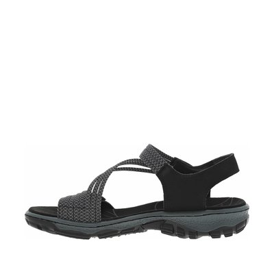 Sandales noires et grises à semelle outdoor, à bandes auto-agrippantes RIEKER