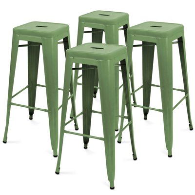 Lot de 4 tabourets en métal mat, INDUS OVIALA