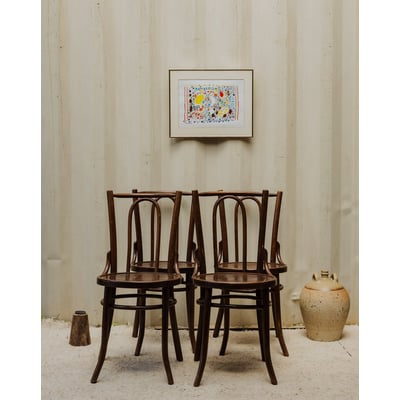 Lot de 4 chaises bistro en bois Claude N°1372 - Bon état DEBONGOUT