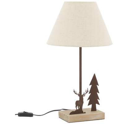 Lampe en métal et bois décor Forêt 1 cerf + 1 sapin AUBRY GASPARD