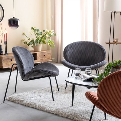Fauteuil en velours rond gris  KANOA MADE IN MEUBLES 
