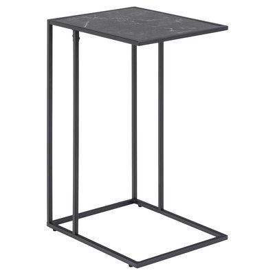 Table d'appoint rectangulaire haute effet marbre en Mélamine et Métal TOILINUX