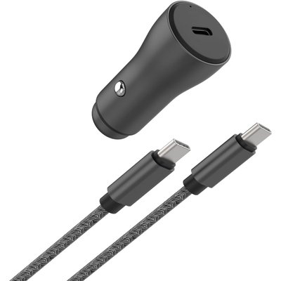 Chargeur allume cigare 30W USB-C + Cable USB-C 1m noir ADEQWAT
