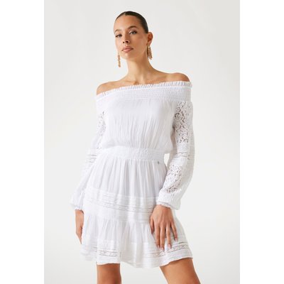 Mini Robe Encolure Bardot Soie Mélangée GUESS