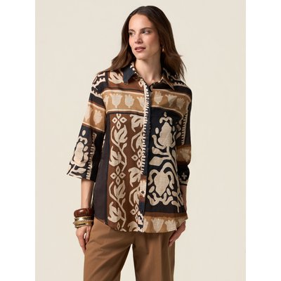 Chemise en coton frais à motif ethnique OLTRE