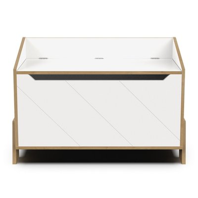 Coffre à jouets décor blanc et chêne hamilton L93,6 cm - ALBIZIA CALICOSY