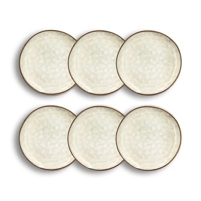 Lot de 6 assiettes desserts en grès 20,5cm, BORAL OGO LIVING
