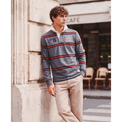 Polo de Rugby Double Emblem à Rayures SUPERDRY