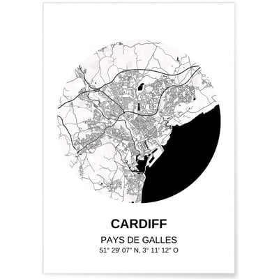 Affiche Carte Cardiff L'AFFICHERIE